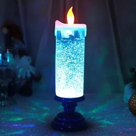 Bougies de Noël Led Bougies sans flamme à paillettes tourbillonnantes  rechargeables par USB pour décor de fête de Noël (Bleu)