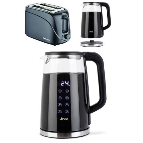 Bouilloire thire SANS FIL automatique en verre 1,7 L 2200 W Arrt automatique Rotation  360 sur son socle Affichage Digitale et