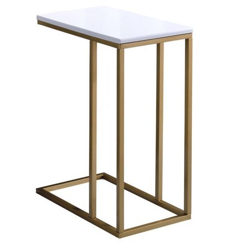 Bout De Canap Debora En Mtal Dor Et Plateau Rectangulaire En Mdf Dcor Blanc, Table D'appoint Table  Caf Table Basse De Salon