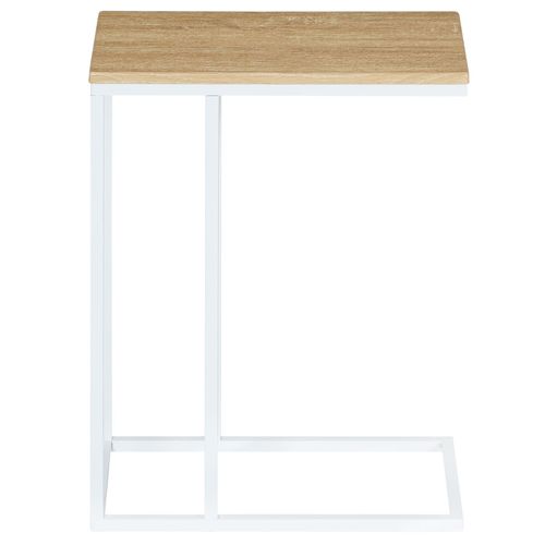 Bout De Canap Debora Table D'appoint Table  Caf Table Basse De Salon Cadre En Mtal Blanc Plateau En Mdf Dcor Chne Sonoma