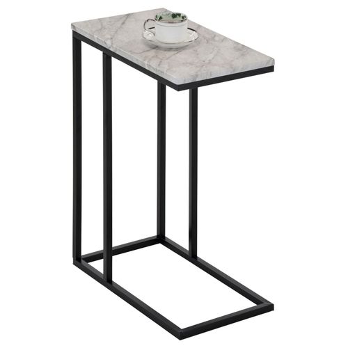 Bout De Canap Debora Table D'appoint Table  Caf Table Basse De Salon Cadre En Mtal Noir Et Plateau En Mdf Dcor Marbre Blanc