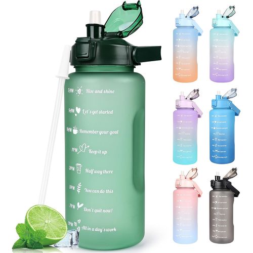 Bouteille D'eau De Sport 1 L Avec Paille, Gourde Motivante Avec Indicateur De Temps Sans Anti Fuite Pour Le Sport La Salle De Sport Le Bureau Et La Course A Pied Degrade Violet 90627467