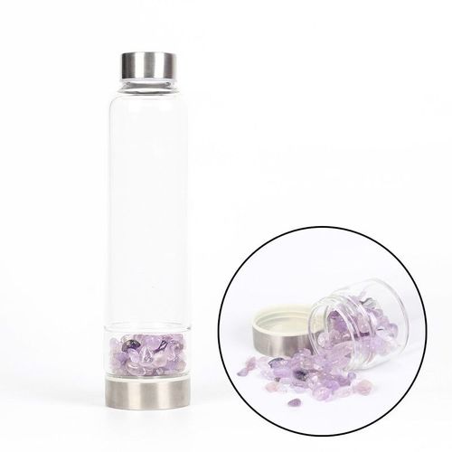 Bouteille D'eau En Verre De Cristal De Quartz Naturel Cratif,Tasse En Pierre Irrgulire,Baguette  Pointe De Gurison,Tasse D'lixir Infuse,550ml - Type Amethyst