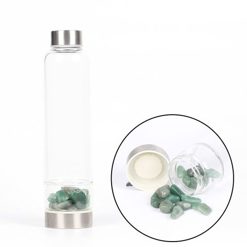 Bouteille D'eau En Verre De Cristal De Quartz Naturel Cratif,Tasse En Pierre Irrgulire,Baguette  Pointe De Gurison,Tasse D'lixir Infuse,550ml - Type Green East Tomb