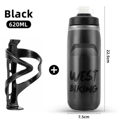 Bouteille D'eau Isole Pp5 Avec Support,Conservation De La Chaleur Et Du Froid,Pour Vlo,Course,Fitness,Cyclisme,620ml - Type 0721047 Black