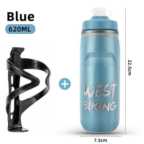 Bouteille D'eau Isole Pp5 Avec Support,Conservation De La Chaleur Et Du Froid,Pour Vlo,Course,Fitness,Cyclisme,620ml - Type 0721047 Blue