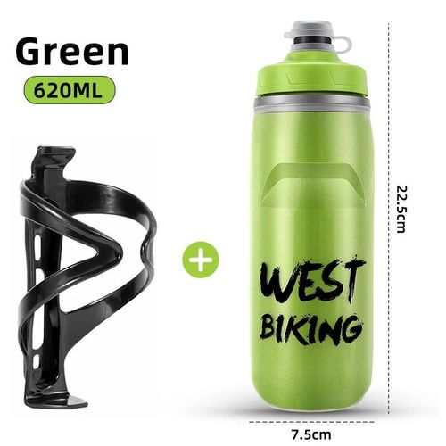 Bouteille D'eau Isole Pp5 Avec Support,Conservation De La Chaleur Et Du Froid,Pour Vlo,Course,Fitness,Cyclisme,620ml - Type 0721047 Green