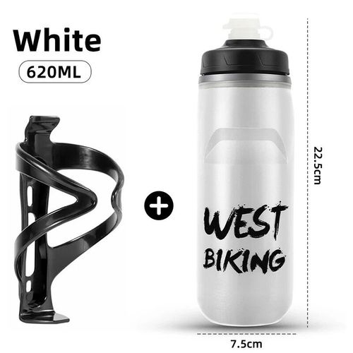 Bouteille D'eau Isole Pp5 Avec Support,Conservation De La Chaleur Et Du Froid,Pour Vlo,Course,Fitness,Cyclisme,620ml - Type 0721047 White