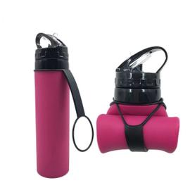 Bouteille d'eau pliable - Bouchon torsadé anti-fuite - Sans BPA, 22 oz  (Rose Rouge)