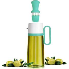 Bouteille de distributeur d'huile d'olive avec brosse en silicone 2 en 1,  distributeur de miel de sirop de verre sans plomb, bouteille d'huile et de  vinaigre multifonction sans goutte (550 ml, vert)