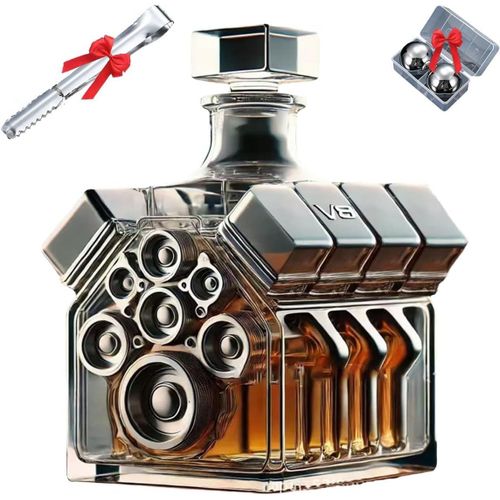 Bouteille De Whisky V8 Engines, Flasque V8 Engines, Carafes  Liqueur Tequila Scotch Bourbon Cognac, Carafe En Verre Crative Engine, Dcoration De Bar lgante, Tasse  Caf Pour Les Amateurs De Voit