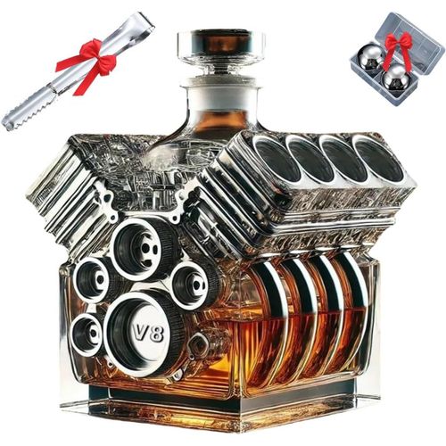 Bouteille De Whisky V8 Engines, Flasque V8 Engines, Carafes  Liqueur Tequila Scotch Bourbon Cognac, Carafe En Verre Crative Engine, Dcoration De Bar lgante, Tasse  Caf Pour Les Amateurs De Voit