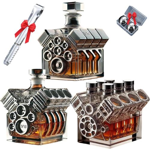 Bouteille De Whisky V8 Engines, Flasque V8 Engines, Carafes  Liqueur Tequila Scotch Bourbon Cognac, Carafe En Verre Crative Engine, Dcoration De Bar lgante, Tasse  Caf Pour Les Amateurs De Voit