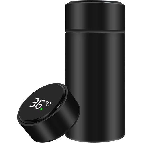 Bouteille Isotherme, Mini Gourde Isotherme En Acier Inoxydable, 200ml Bouteille D'eau Intelligente Avec Affichage Led De La Temprature, Etanche, Sans Bpa, Pour Running, cole, Bureau|Noir