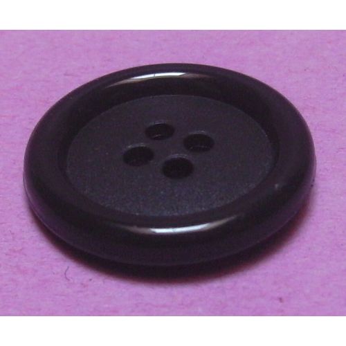Bouton  4 Trous (+ 1 Borgne Chiffre 4) - Noir Uni Avec Gorge - Rsine - Diamtre 24,9 Mm X Ep. 4,1 Mm