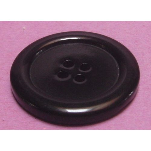 Bouton  4 Trous - Noir Uni - Rsine - Diamtre 37 Mm X Ep. 4,7 Mm