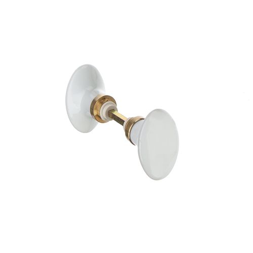 Bouton Double Ovale En  Porcelaine Blanche