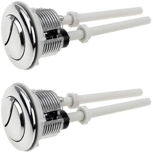 Boutons Poussoirs De Toilette, 2 Pices, Double Bouton De Chasse D'eau, Boutons De Rservoir De Wc Plaqus Argent Chrom Standard De 38mm