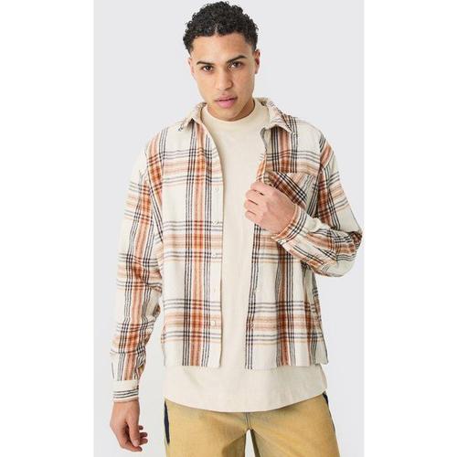 Boxy Pocket Check Shirt Homme - Blanc - Xs, Blanc