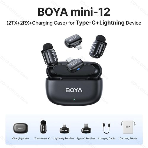 BOYA BOYA Mini Microphone  revers Lavalier sans fil pour iPhone iPad Android type-c tlphone diffusion en direct enregistrement Audio vido Vlog (12 (2TX-2RX-CC) -ltg-c)