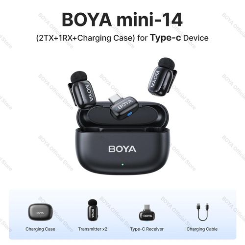BOYA BOYA Mini Microphone  revers Lavalier sans fil pour iPhone iPad Android type-c tlphone diffusion en direct enregistrement Audio vido Vlog (14 (2TX-1RX-CC) Type-C)