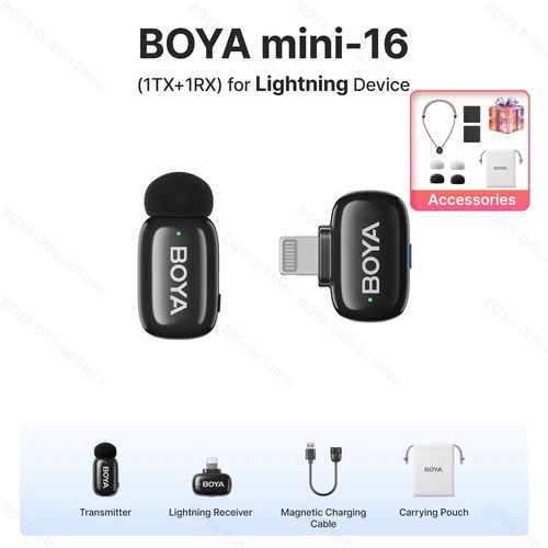 BOYA BOYA Mini Microphone  revers Lavalier sans fil pour iPhone iPad Android type-c tlphone diffusion en direct enregistrement Audio vido Vlog (16-LIGHTING-GIFT)