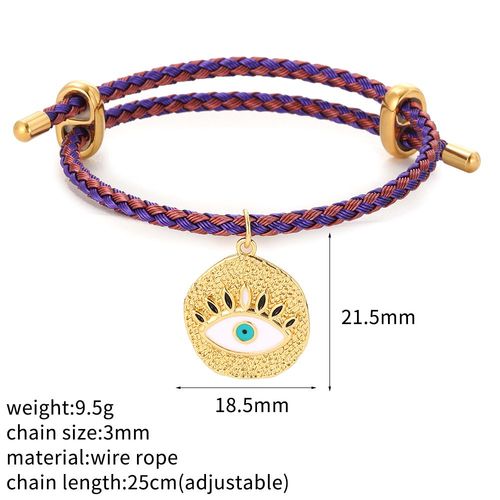 Bracelet  Breloques En Forme D'lphant Et D'toile Turc, Mauvais Il Bleu, En Forme De CUr, Style Boho, Tress, Equip D'un Fermoir Rglable En Acier Inoxydable, Pour Femme