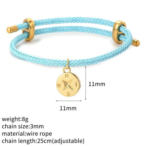 Bracelet  Breloques En Forme D'lphant Et D'toile Turc, Mauvais Il Bleu, En Forme De CUr, Style Boho, Tress, Equip D'un Fermoir Rglable En Acier Inoxydable, Pour Femme