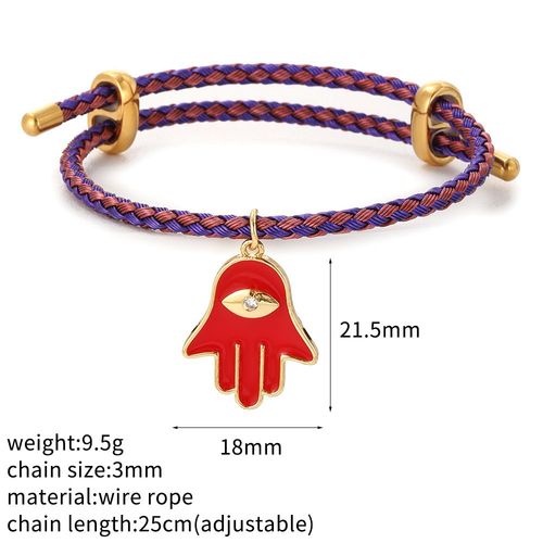 Bracelet  Breloques En Forme D'lphant Et D'toile Turc, Mauvais Il Bleu, En Forme De CUr, Style Boho, Tress, Equip D'un Fermoir Rglable En Acier Inoxydable, Pour Femme