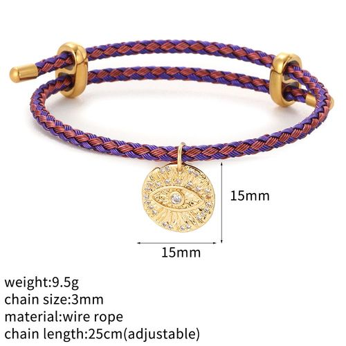 Bracelet  Breloques En Forme D'lphant Et D'toile Turc, Mauvais Il Bleu, En Forme De CUr, Style Boho, Tress, Equip D'un Fermoir Rglable En Acier Inoxydable, Pour Femme
