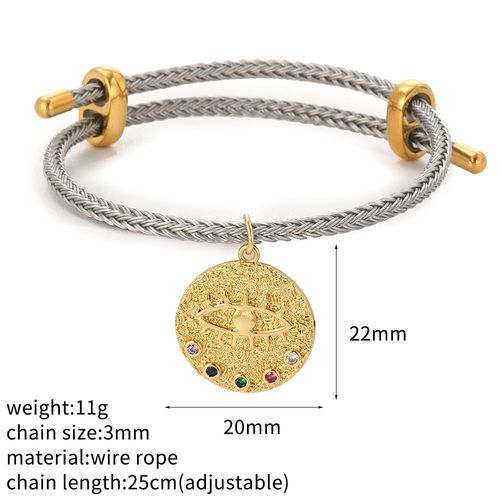 Bracelet  Breloques En Forme D'lphant Et D'toile Turc, Mauvais Il Bleu, En Forme De CUr, Style Boho, Tress, Equip D'un Fermoir Rglable En Acier Inoxydable, Pour Femme