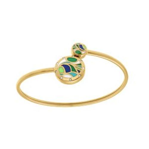 Bracelet Acier Dor Jaune Stella Mia Jonc Flexible Rsine Verte Et Bleu