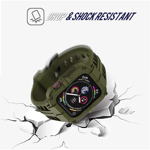 Bracelet Compatible Avec Apple Watch Series 7 41mm Pour Series 6 5 4 40mm Series 3 38mm, Tpu Rugged Band Avec tui De Protection Intgrale Pour Femmes/Hommes Armygreen