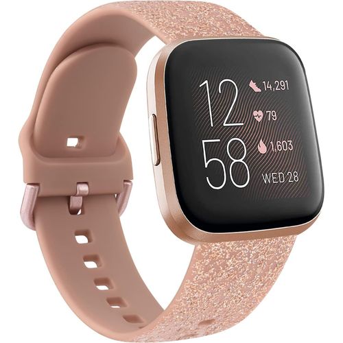 Bracelet Compatible Avec Bracelet Fitbit Versa 2/Versa/Versa Lite Femme Homme, Bracelet De Remplacement Rglable (X-Or Rose Flash, Fitbit Versa 2/Versa/Versa Lite)[Dai6280414]