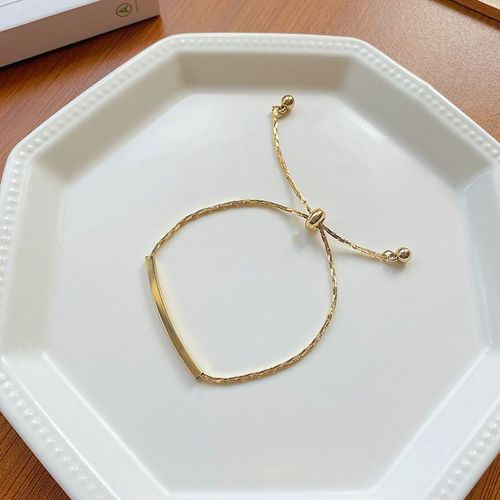 Bracelet Coulissant De Niche De Style Froid Bracelet En Mtal Simple All-Match Rtro Pour Femmes Bracelet Rouge Net Rglable-Sw-D004 Or