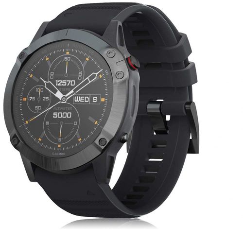 Bracelet De Montre 26mm Bande En Silicone Bracelet Pour Garmin Fenix 5x/5x Plus/Fenix 6x/6x Pro/Fenix 3/Fenix 3 Hr/Fenix 7x/Fenix 7x Solar/Fenix 7x Sapphire Solar (Noir)