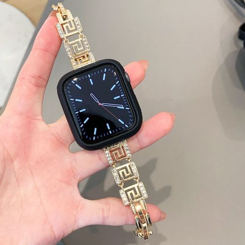 Bracelet De Montre Cratif En Diamant Carr Labyrinthe Adapt Aux Gnrations Apple 1  10 Sefit3 Huawei 8/9 Gt5/4 Bracelet De Montre Xiaomi 8/9-Or - Applicable : Huawei Gt4-41 Mm