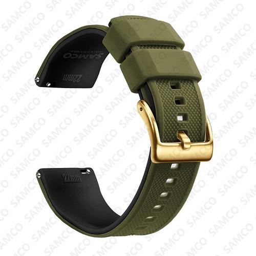 Bracelet De Montre En Silicone De Qualit Suprieure,18mm 20mm 22mm, Dgagement Rapide,En Caoutchouc,De - Type Army Olive Green 3-18mm