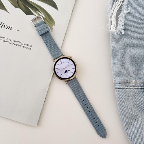Bracelet De Montre En Toile Denim Pour Femme Huawei Watch Gt4 41 Mm, Compatible Avec Les Modles Gt3/Gt2/Gt3/Gt4 Pro-Bracelet Gt4 Denim - Denim Clair - Nouveau Gt4 - 18 Mm