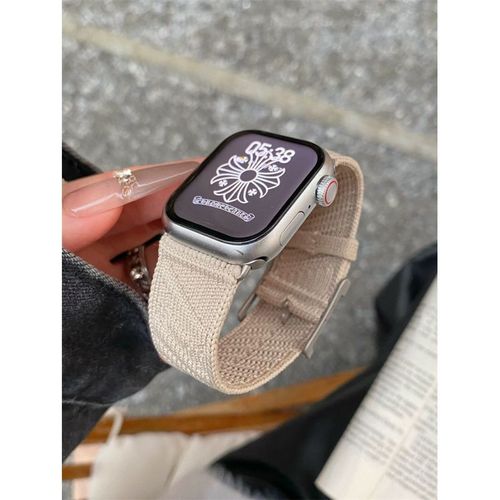 Bracelet De Montre Tricot  Rayures Transfrontalires, Adapt  La Montre Apple S10 Iwatch9, Pour Loisirs D'automne Et D'hiver, 7654se-Abricot - (1/2/3 Gnration 42 Mm)/44/45/49 Mm