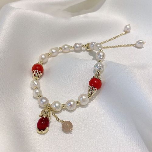Bracelet De Perles D'eau Douce Pour Femmes, Style Baroque Coren,  La Mode, En Cristal Rouge, Bijoux Cadeaux De Mariage, 2021