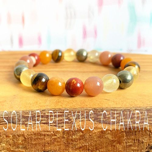 Bracelet De Poignet Mala En Plexus Chakra Solaire De 8mm, Luxueux Mlange De Pierres Prcieuses, Pierre De Soleil, Pyrite, Ctystals, Vente En Gros