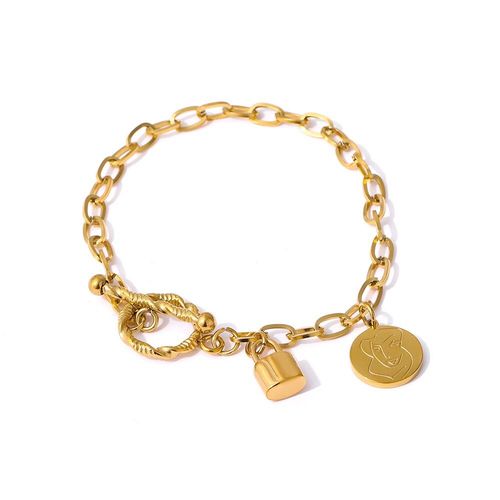 Bracelet Dor En Acier Inoxydable 2021, Bijoux En Mtal, Serrure  La Mode, Pendentif De Portrait, Breloque, Dclaration, Bijoux Ete 2021