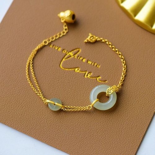 Bracelet En Argent Incrust De Jade Vert Hetian, Original, Gourde Fulu, Or Ancien, Artisanat, Nouveau, Bijoux Simples Pour Dames