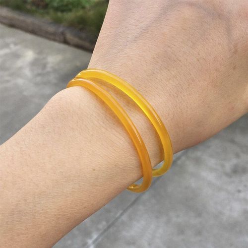 Bracelet En Calcdoine Naturelle Jaune Sculpt  La Main, Fine, Ronde, En Agate Jaune, Bijoux Tendance, Boutique De Mode, Pour Femmes