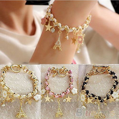 Bracelet En Cuir Et Cristal Pour Femme, Bijoux Multi-lments, Chane En Or, Corde, Fait  La Main, Pendentifs, Mode 2016