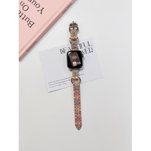 Bracelet En Cuir Fin En Mtal Camlia Adapt  L'iwatch 9 Apple Watch Apple Watch 8 toile  Quatre Branches-toile  Cinq Branches - Rose - 38 Mm/40 Mm/41 Mm