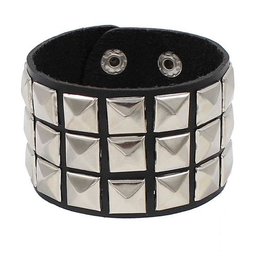 Bracelet En Cuir Noir Pour Hommes Et Femmes,Mode Punk,Bracelet En Mtal Risale,Breloque  Goujon,Bracelet Rond Des Annes 80,Bijoux Gothiques Rock