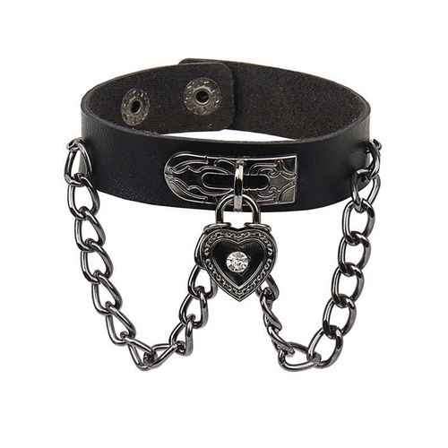 Bracelet En Cuir Noir Pour Hommes Et Femmes,Mode Punk,Bracelet En Mtal Risale,Breloque  Goujon,Bracelet Rond Des Annes 80,Bijoux Gothiques Rock