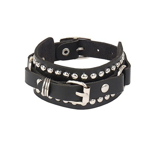 Bracelet En Cuir Noir Pour Hommes Et Femmes,Mode Punk,Bracelet En Mtal Risale,Breloque  Goujon,Bracelet Rond Des Annes 80,Bijoux Gothiques Rock